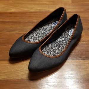 Dr. Scholls Denim Pointed Toe Ballet Flats